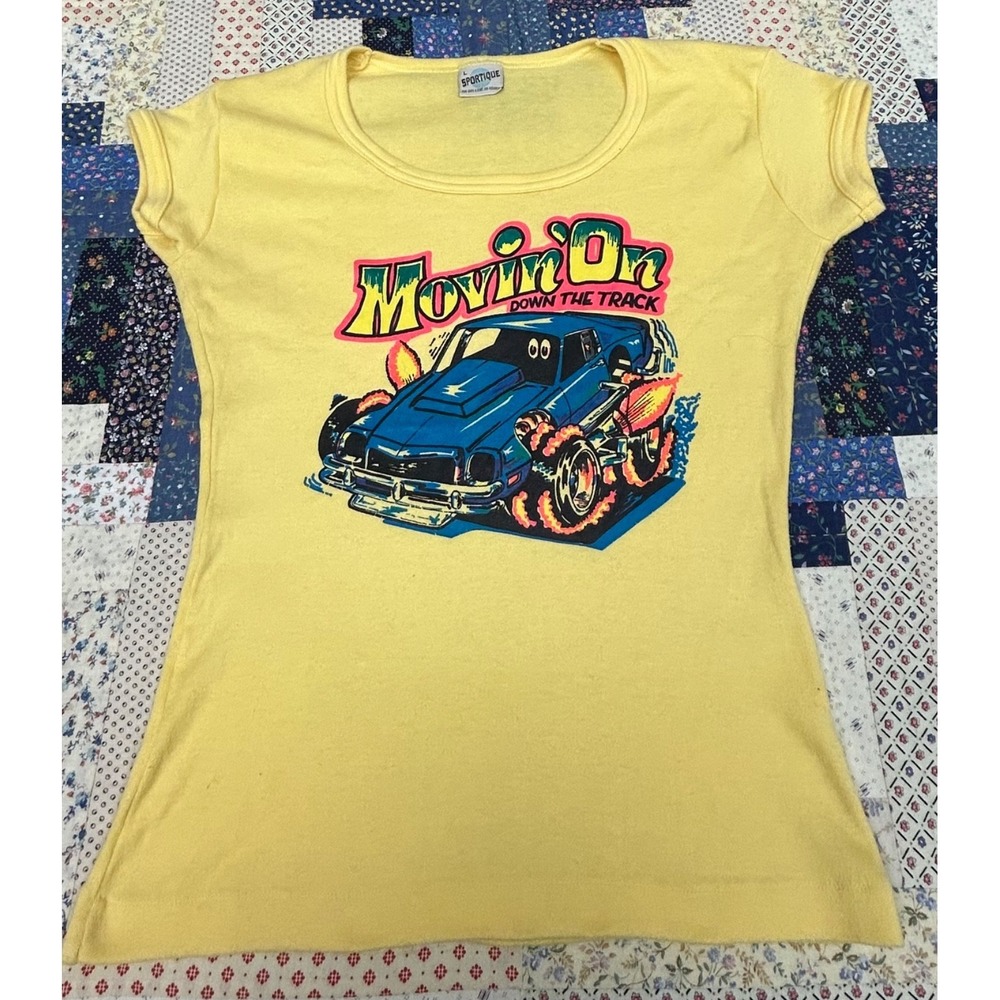Womens Sportique "Movin' On Down The Track" t-shirt 1970s Vintage Camaro